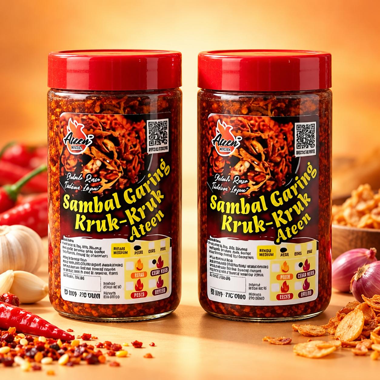 Dua balang besar Sambal Garing Kruk Kruk Ateen